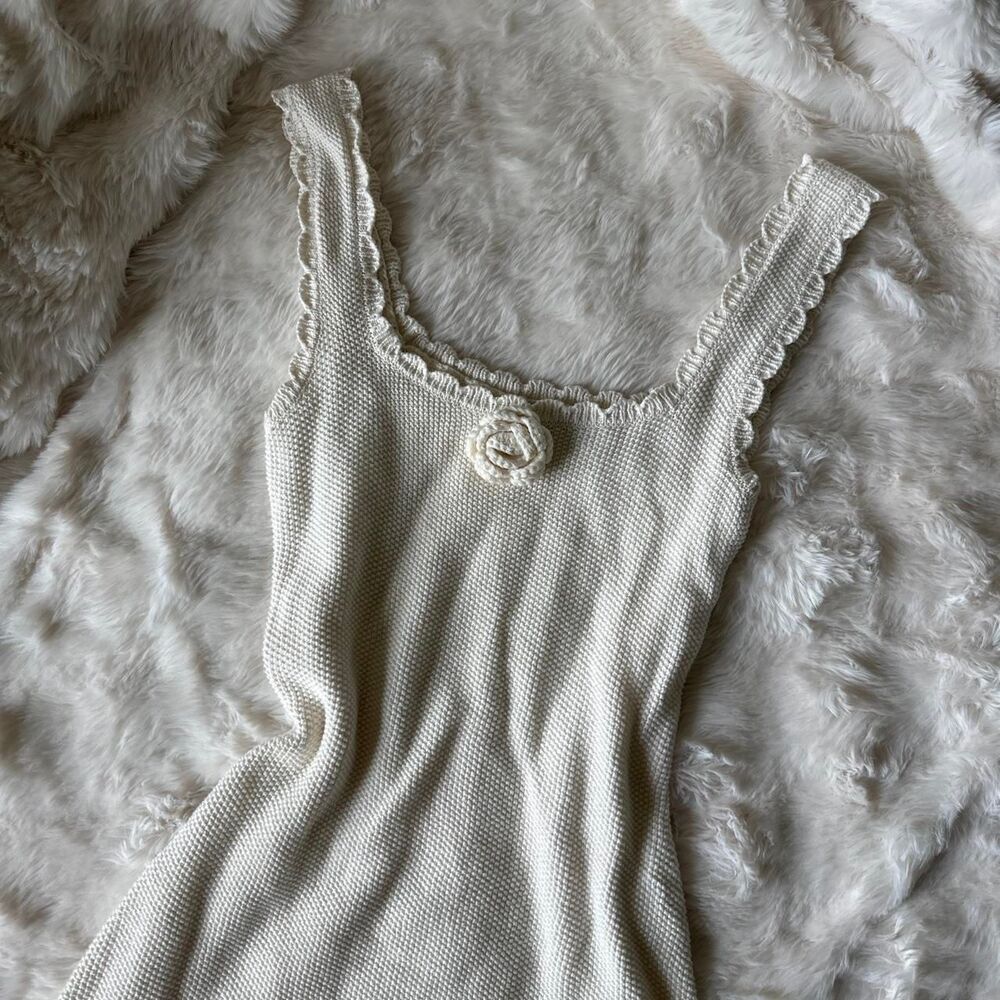 Wild-fable Women's Cream Crochet Dress